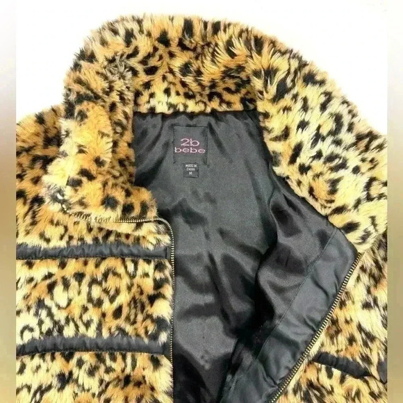 2B BEBE womens Faux Fur Animal Print Jacket& Coat Size - Medium - Picture 2 of 9